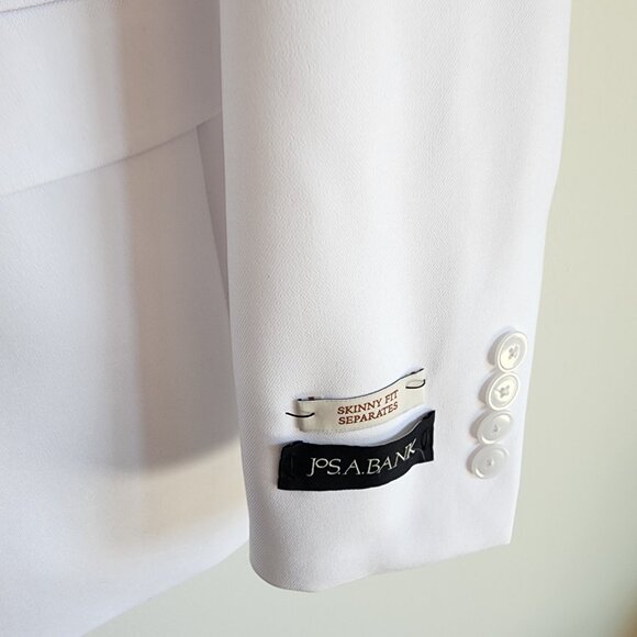 34R White Double Breasted Suit Jacket New Mens Jos A Bank Polyester Peak Lapel - Picture 14 of 17